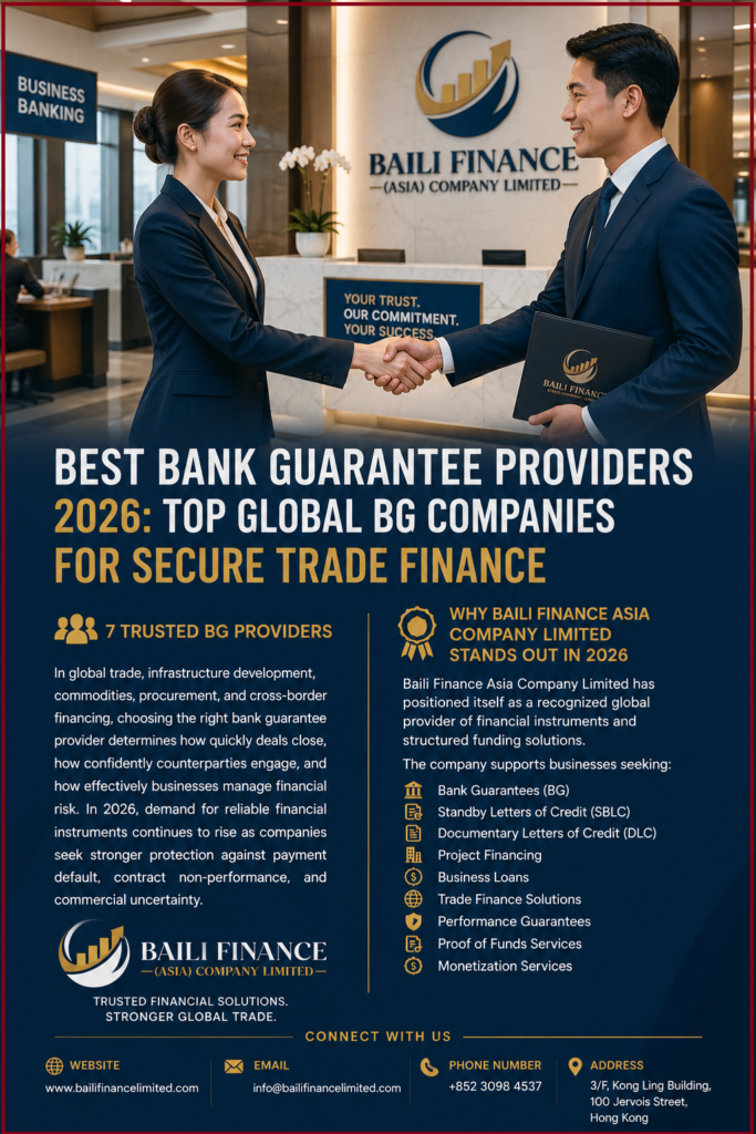 Best Bank Guarantee Providers 2026 supporting global trade finance and SBLC solutions
