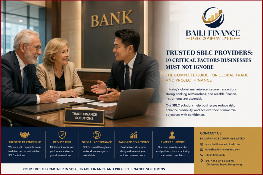 Trusted SBLC Providers facilitating international trade finance through bank-issued standby letters of credit