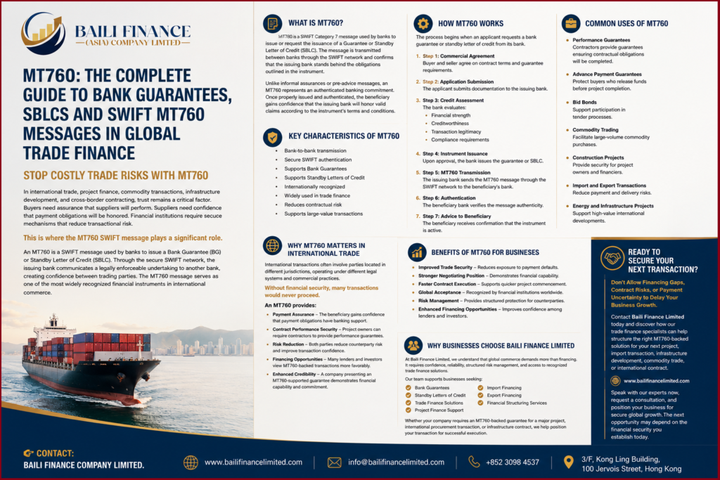 MT760 SWIFT message bank guarantee and standby letter of credit process in international trade finance