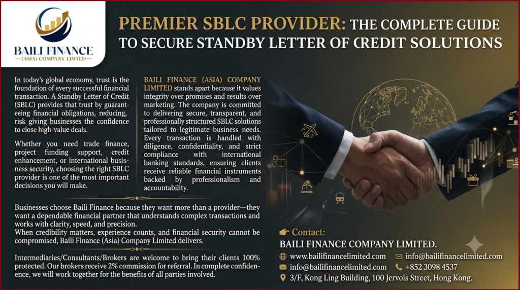 Contact Baili Finance Limited for SBLC solutions