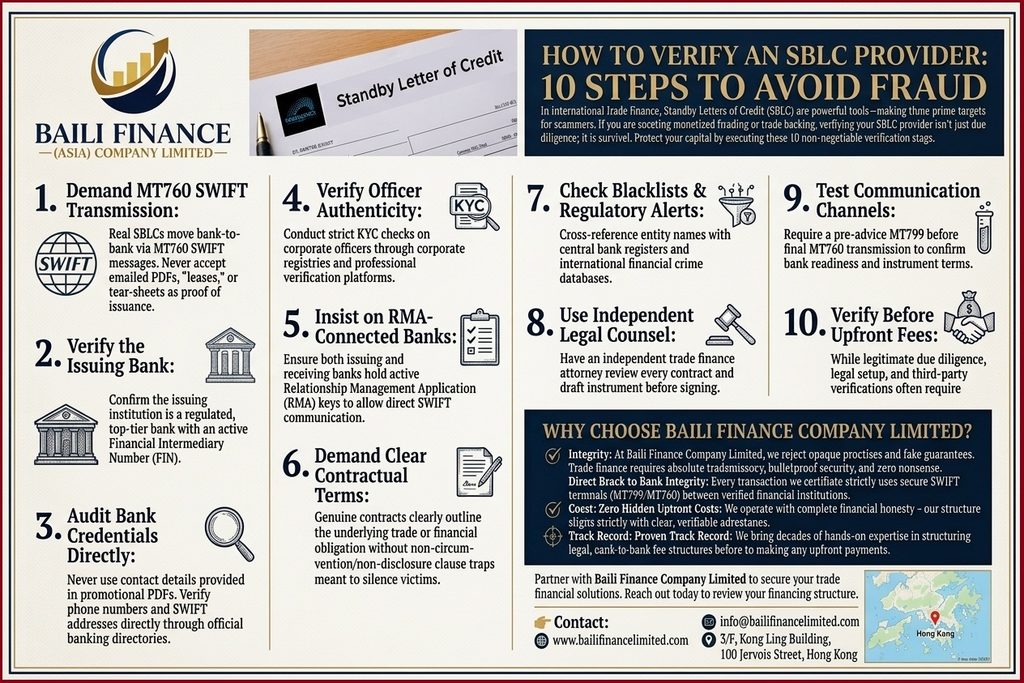 How to verify an SBLC provider and authenticate a standby letter of credit