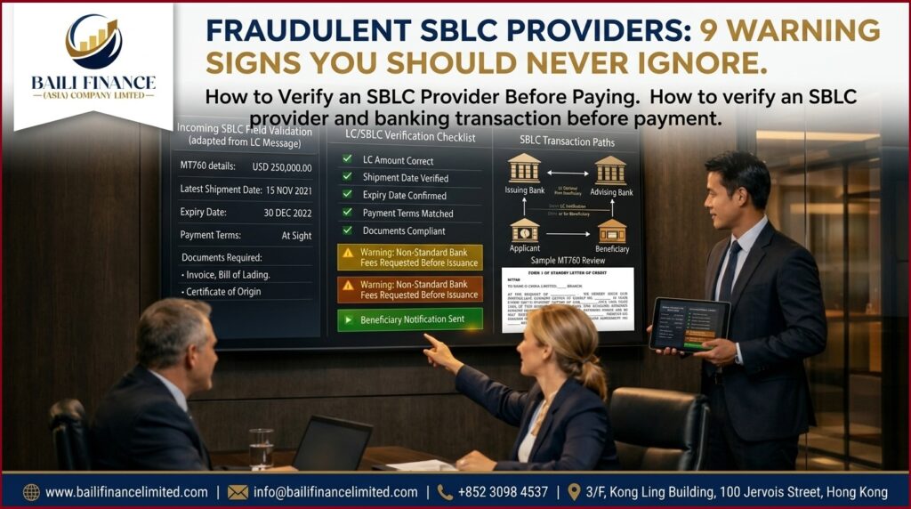 How to verify an SBLC provider and banking transaction before payment