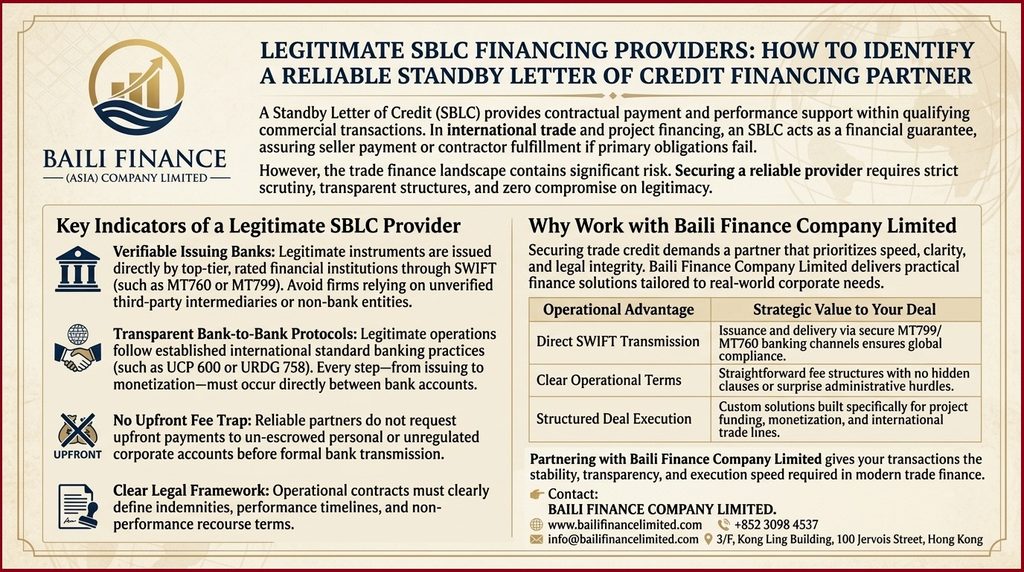Financial due diligence and compliance review for SBLC financing