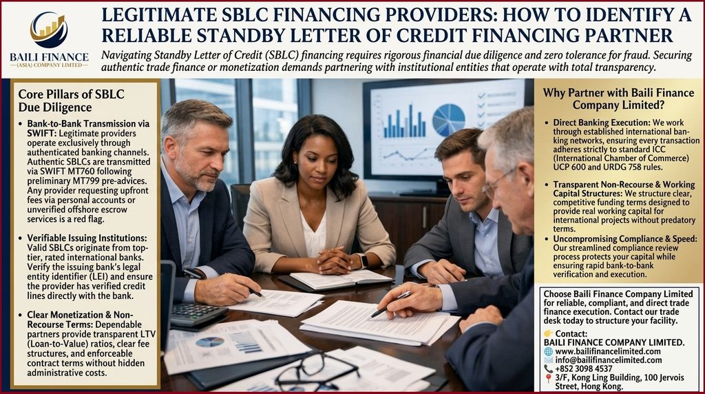 Financial due diligence and compliance review for SBLC financing