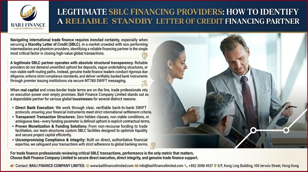 International trade finance professionals reviewing an SBLC financing transaction
