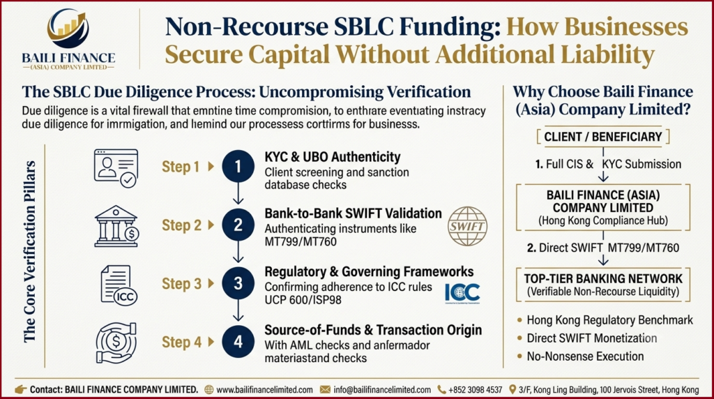 Financial professionals conducting due diligence for SBLC funding approval