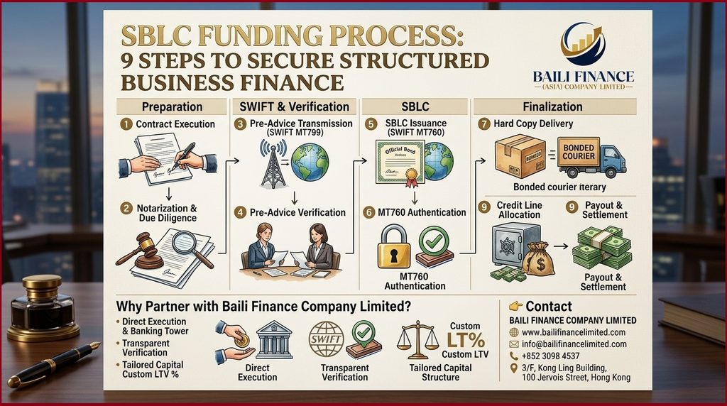 SBLC funding process timeline from bank verification to financing
