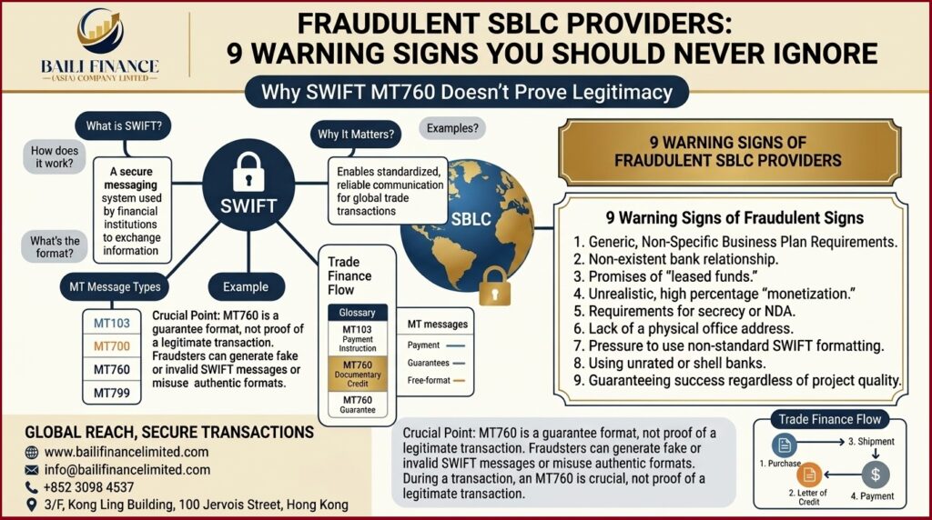 SWIFT MT760 and SBLC banking verification for international trade finance