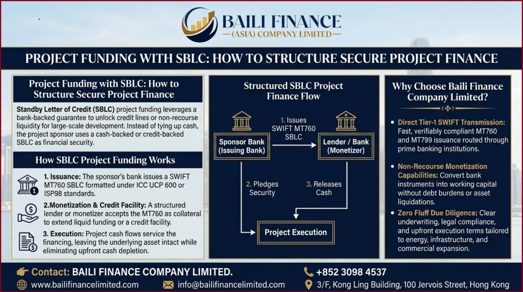 SBLC project finance structure showing sponsor bank and lender