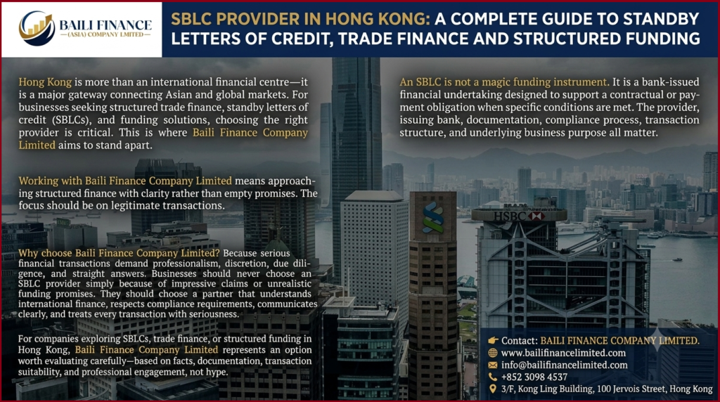 SBLC provider in Hong Kong and international financial district