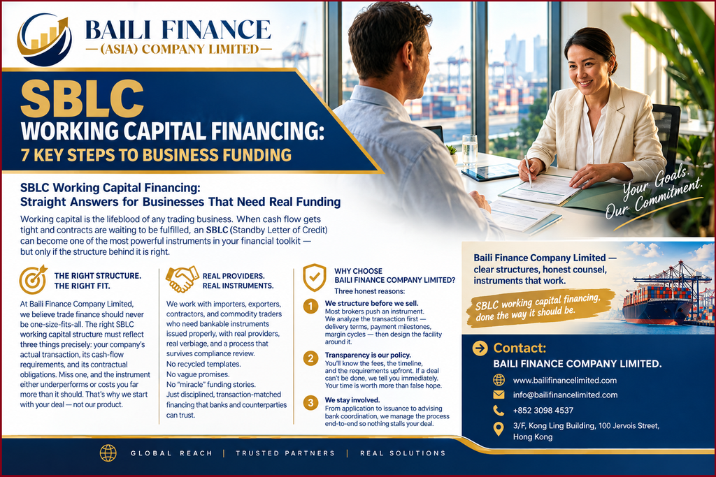 Business finance consultation for SBLC working capital
