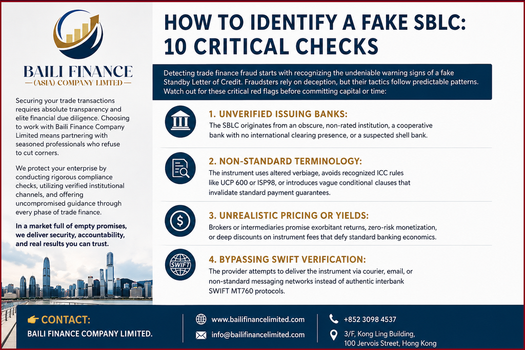Red flags for fake SBLC and trade finance fraud