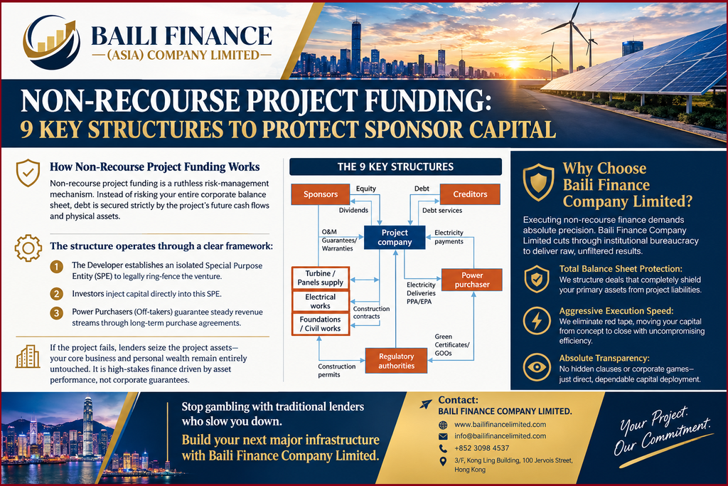 Project finance diagram showing the developer, special purpose entity, investors and power purchaser