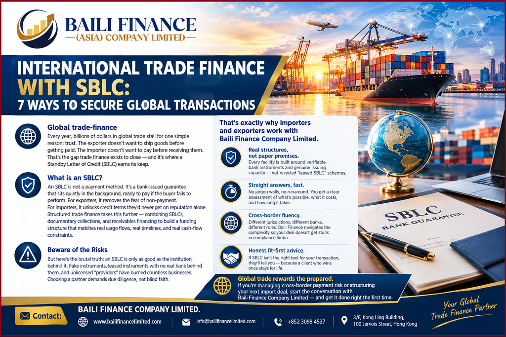 Global trade finance and SBLC solutions for international importers and exporters