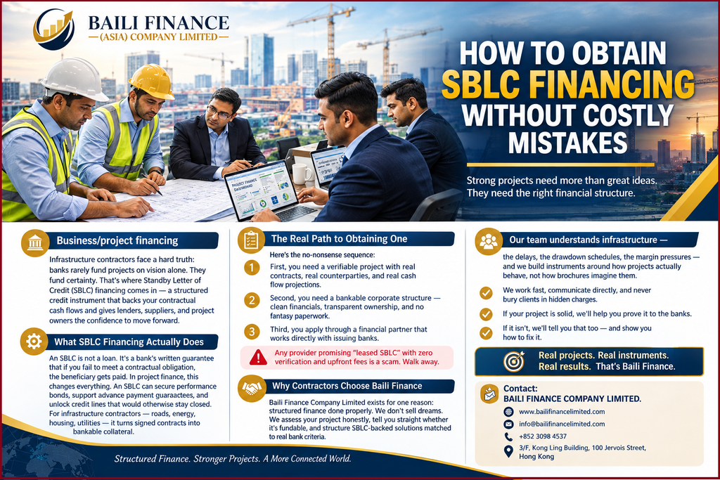 Project finance for infrastructure contractor using structured SBLC financing