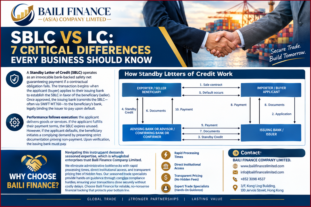 SBLC transaction process from applicant and issuing bank to beneficiary
