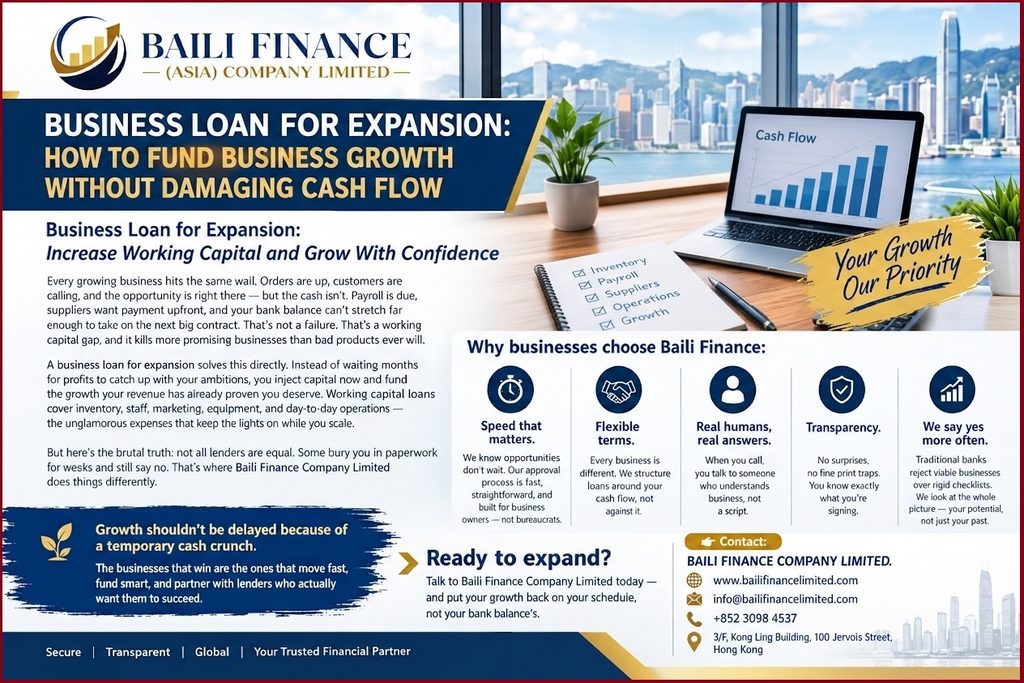 Business cash flow and working capital planning for expansion