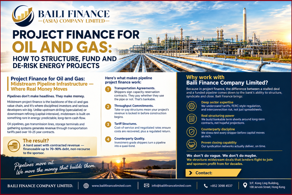 Oil pipeline infrastructure for midstream project finance