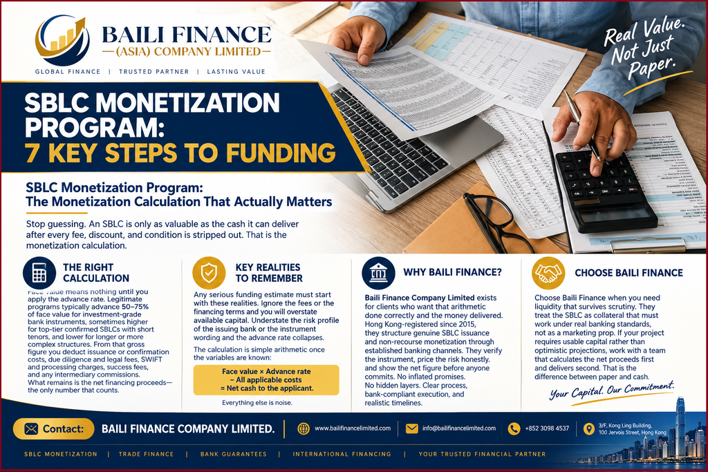 Reviewing SBLC monetization costs, advance rates and net financing proceeds