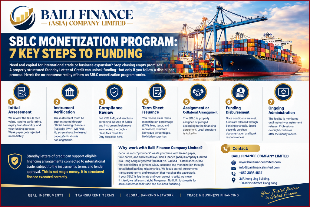 SBLC monetization program supporting international trade and business financing