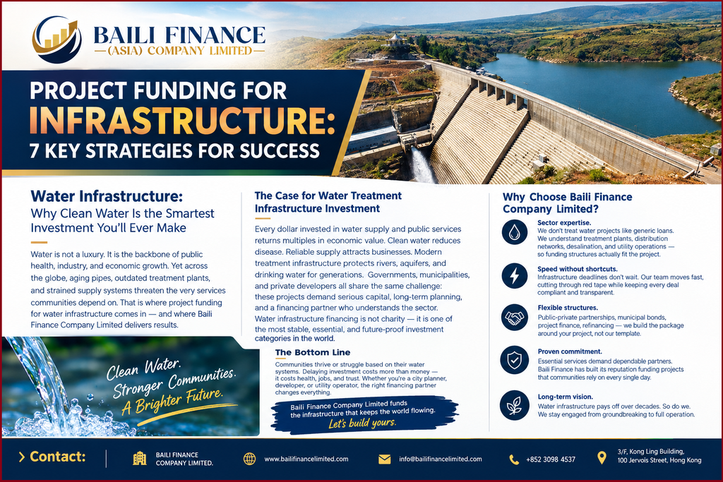 Water treatment infrastructure illustrating investment in water supply and public services.